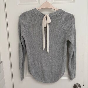 Babydoll bow grey cotton sweater. Super soft, only worn a few times, like new!